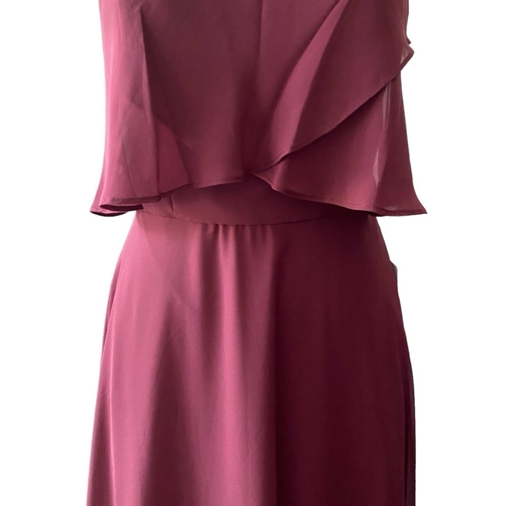 MORILEE Chiffon Bridesmaid Dress Bordeaux Wine Floor Length Long 8 NWT Wedding - Picture 10 of 16
